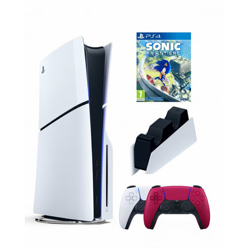Приставка Sony Playstation 5 slim 1 Tb+2-ой геймпад(красный)+зарядное+Sonic игровая приставка sony playstation 5 slim 1tb ssd blu ray edition cfi 2000a