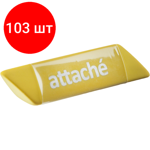 Комплект 103 штук, Ластик Attache трехгранный, 60x14x14 мм, термопласт. каучук, желтый