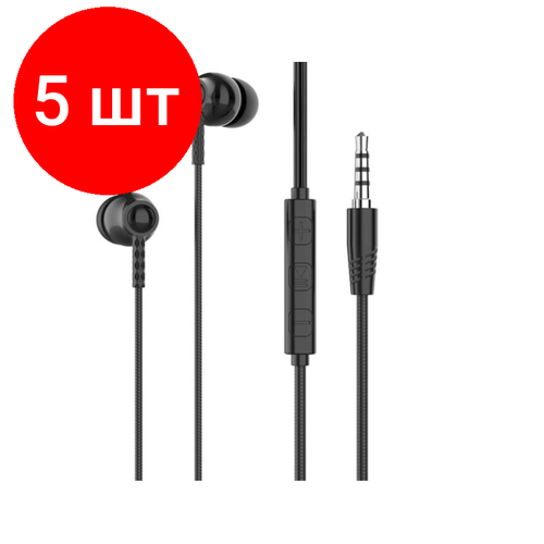 Комплект 5 штук Наушники PERO EP06 черные 4603740875875 245400₽
