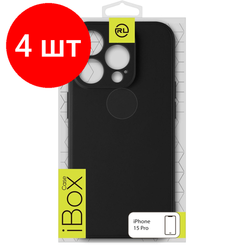 Комплект 4 штук, Чехол накладка силикон Red Line iBox Case для iPhone 15 Pro, черный комплект 2 штук чехол накладка силикон red line ibox crystal для iphone 15 pro max