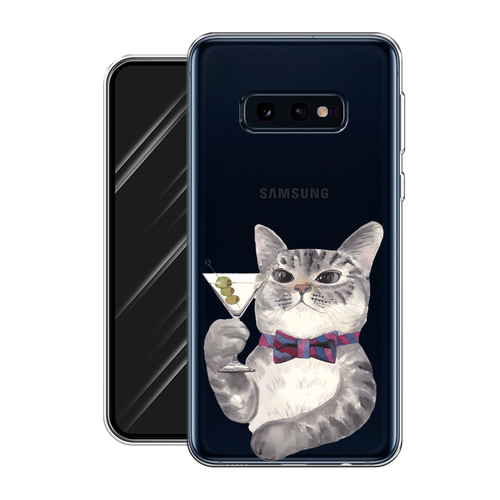 Силиконовый чехол на Samsung Galaxy S10E / Самсунг Галакси S10E Кот джентльмен, прозрачный силиконовый чехол на samsung galaxy s10e самсунг галакси s10e черепа с цветами