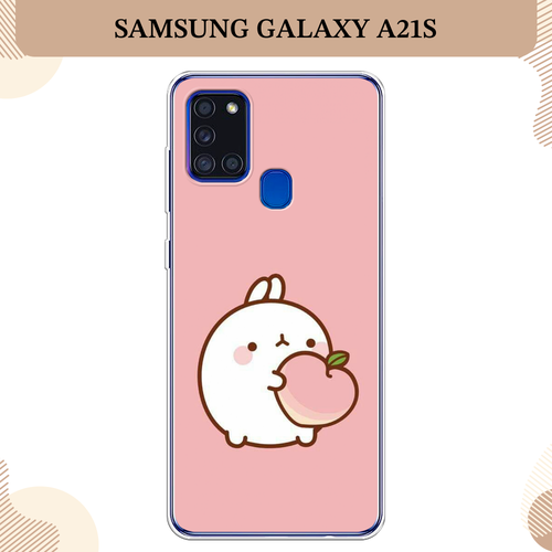 Силиконовый чехол Кролик с персиком на Samsung Galaxy A21s / Самсунг Галакси А21s