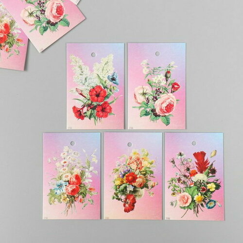 Бирка картон Цветы 12 набор 10 шт набор wader 483 45713 разноцветный