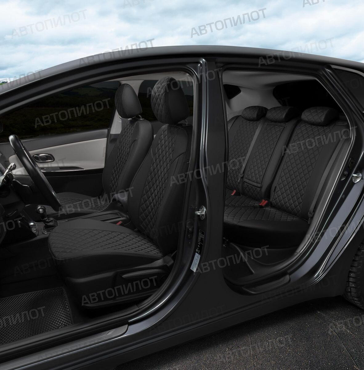 Чехлы для Ниссан Икс-Трейл Т32 (2015-2024) / Премиум авточехлы на сиденья Nissan X-Trail T32, черный