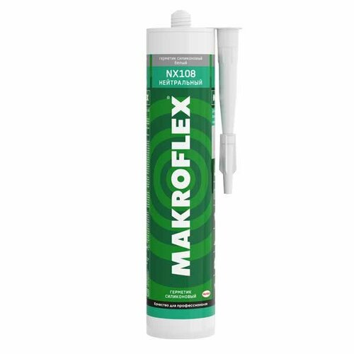 фото Нейтральный силиконовый герметик makroflex nx108 3000281, 290 мл, белый макрофлекс