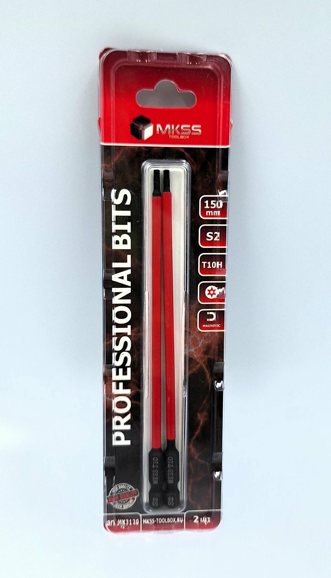 фото Биты Т10х150 TORX магнитные 2 шт. MKSS звездочка с отверстием
