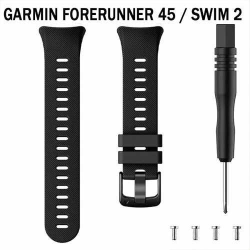 Ремешок для Garmin Forerunner 45 / Garmin SWIM 2 силиконовый оригинальное крепление (черный)