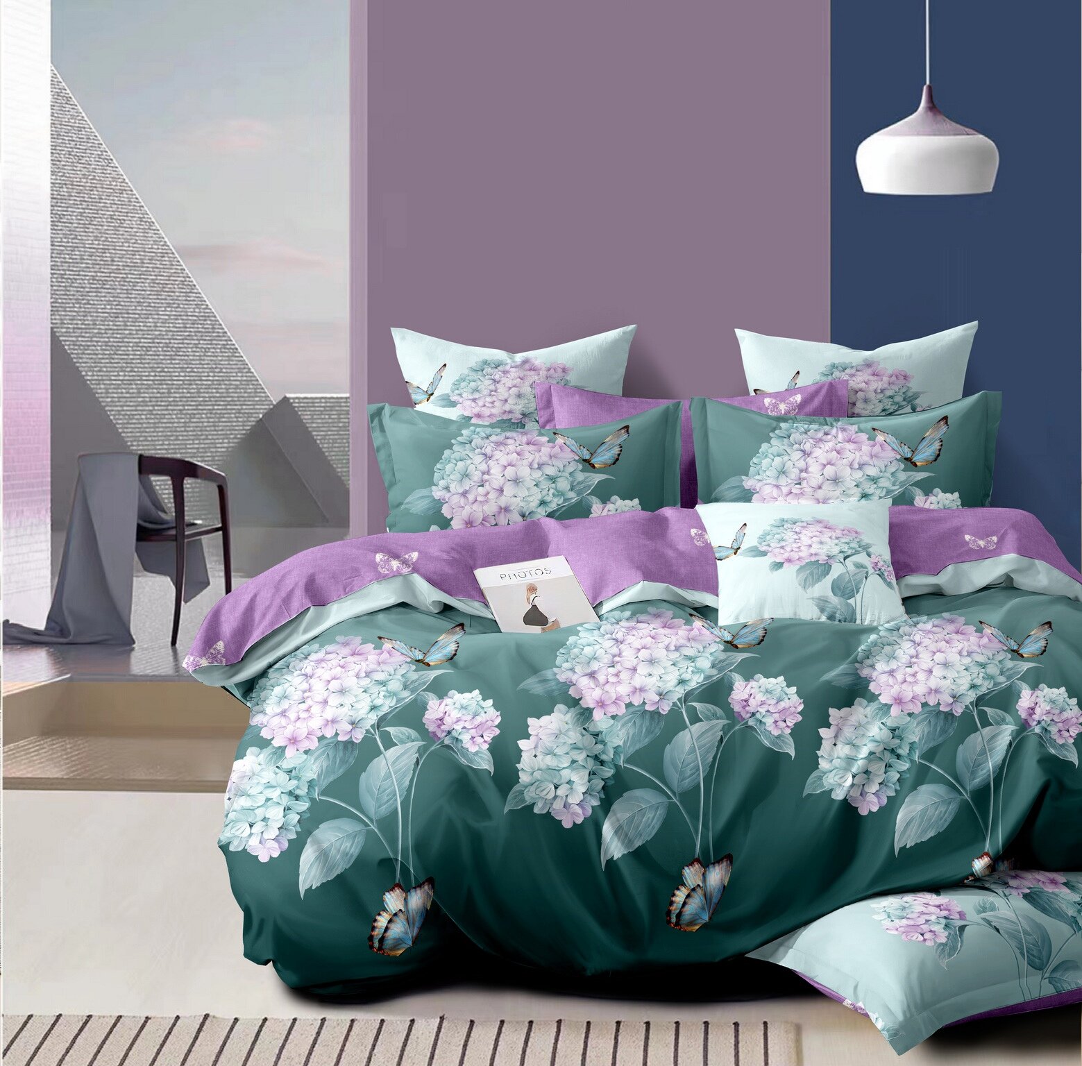 фото Комплект постельного белья Поплин Элис Текстиль, 1,5-спальный, рис. 1353, наволочки 70*70, хлопок 100%