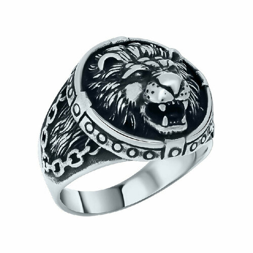 Кольцо РОСТЗОЛОТО, серебро, 925 проба, чернение, размер 21, серебристый кольцо из чистого серебра 925 пробы широкое мужское и женское