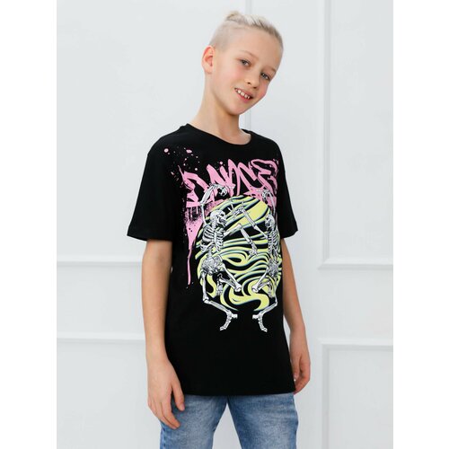 фото Футболка , размер 164, черный superkinder