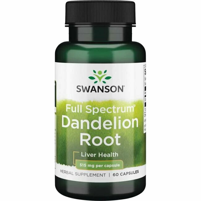 Swanson Full Spectrum Dandelion Root (Корень одуванчика полного спектра) 515 мг 60 капсул