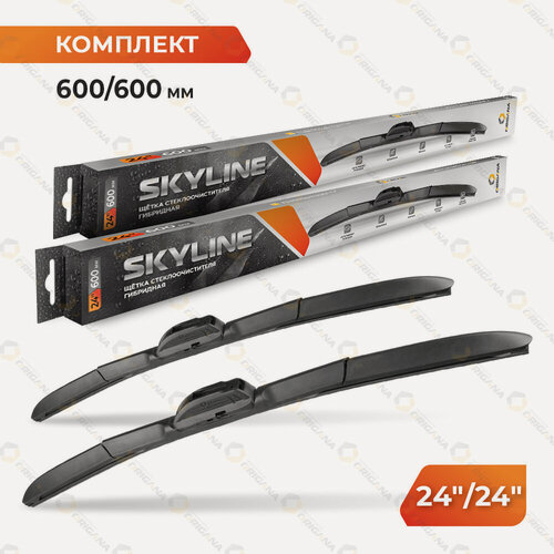 Изображение товара Щетки стеклоочистителя гибридные "SKYLINE" Комплект 24" 600 мм и 24" 600 мм для большинства автомобилей (13 видов креплений) ORIGANA ORHYBWB600600