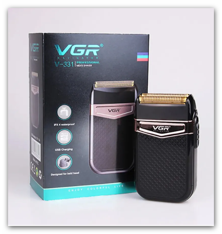 Бритва VGR V-331, дорожная, 2 лезвия, Li-Ion аккумулятор, серая — фото 1