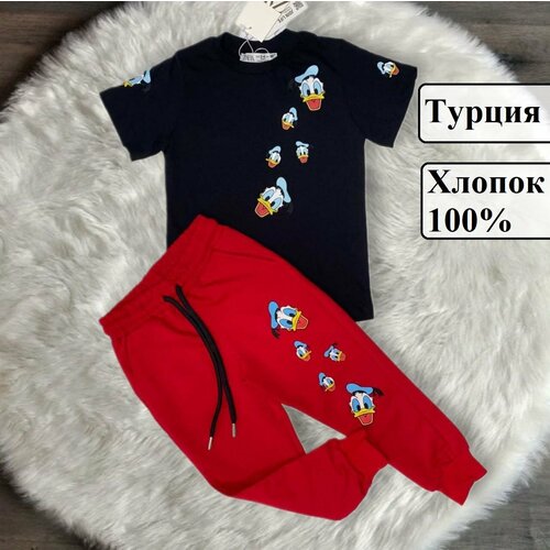 рубашка zara kids herringbone голубой Комплект одежды Zara, размер 98, красный, черный