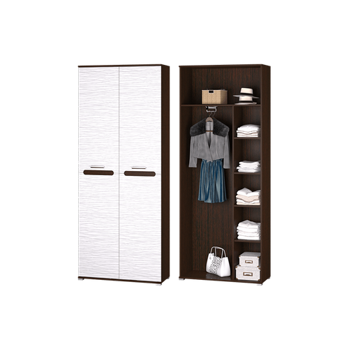 Шкаф 2-хдв. для платья и белья с выдвижной штангой MLK Мишель Венге