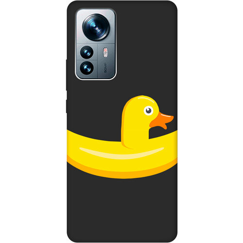 Матовый Soft Touch силиконовый чехол на Xiaomi 12 Pro, Сяоми 12 Про с 3D принтом Duck Swim Ring черный силиконовый чехол на xiaomi 12 pro сяоми 12 про с 3d принтом duck swim ring прозрачный