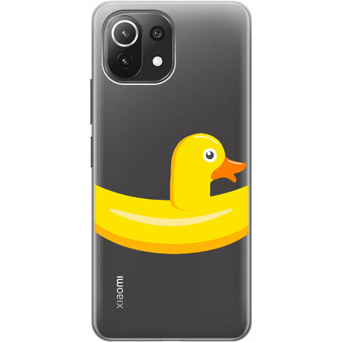 Силиконовый чехол на Xiaomi Mi 11 Lite, 11 Lite 5G, Сяоми Ми 11 Лайт, 11 Лайт 5г с 3D принтом Duck Swim Ring прозрачный матовый soft touch силиконовый чехол на xiaomi 13 lite сяоми 13 лайт с 3d принтом duck swim ring черный