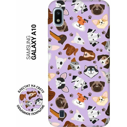 Силиконовый чехол на Samsung Galaxy A10, Самсунг А10 Silky Touch Premium с принтом Dogs Pattern сиреневый силиконовый чехол на samsung galaxy a10 самсунг а10 silky touch premium с принтом infinity сиреневый