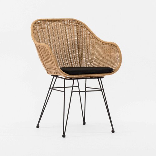 Стул Малибу органик бежевый ножки и подушка черные для дома/для гостиной/для столовой/для кафе/кухонный стул/стул кухонный