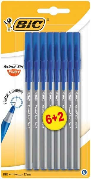 Набор шариковых ручек Bic Round Stic Exact синие 8шт