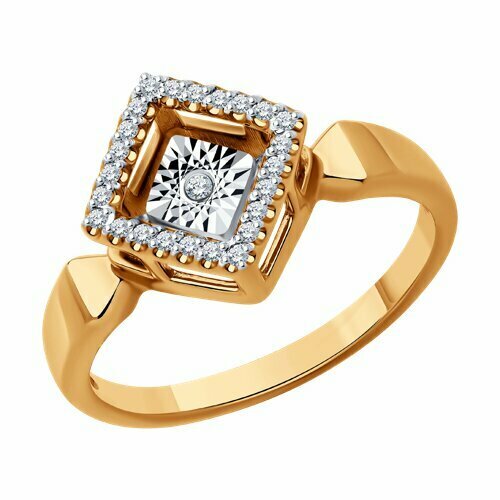 Кольцо Diamant online, комбинированное золото, 585 проба, бриллиант