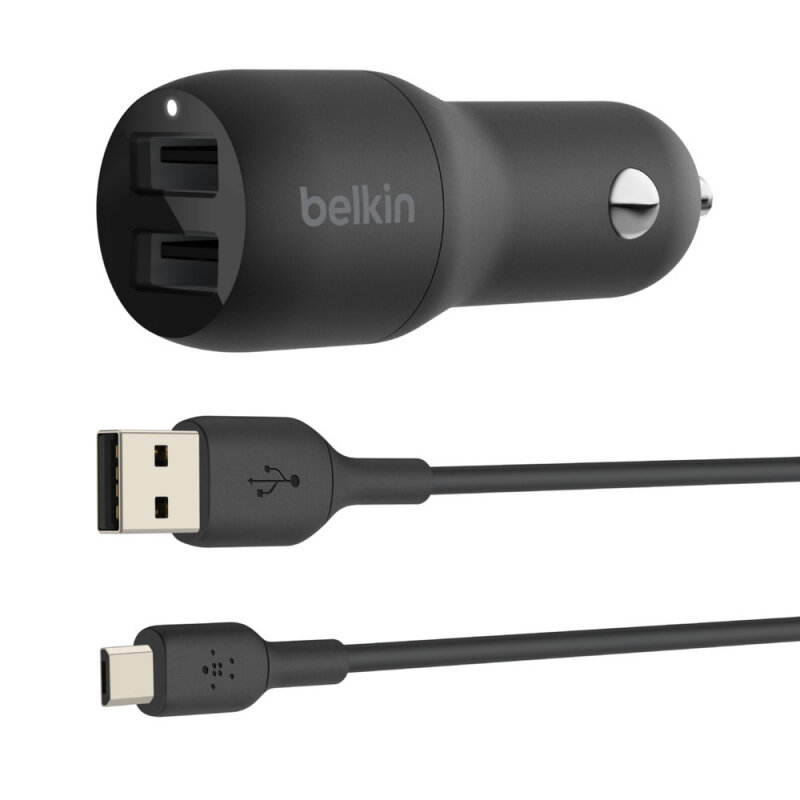 АЗУ Belkin 2 Usb-a, 24W, кабель USB-A-micro-USB 1m, черный (CCE002bt1MBK) .