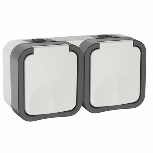 Розетка 2 поста iek tors 16а горизонтальная ip55 серый белый 3328₽