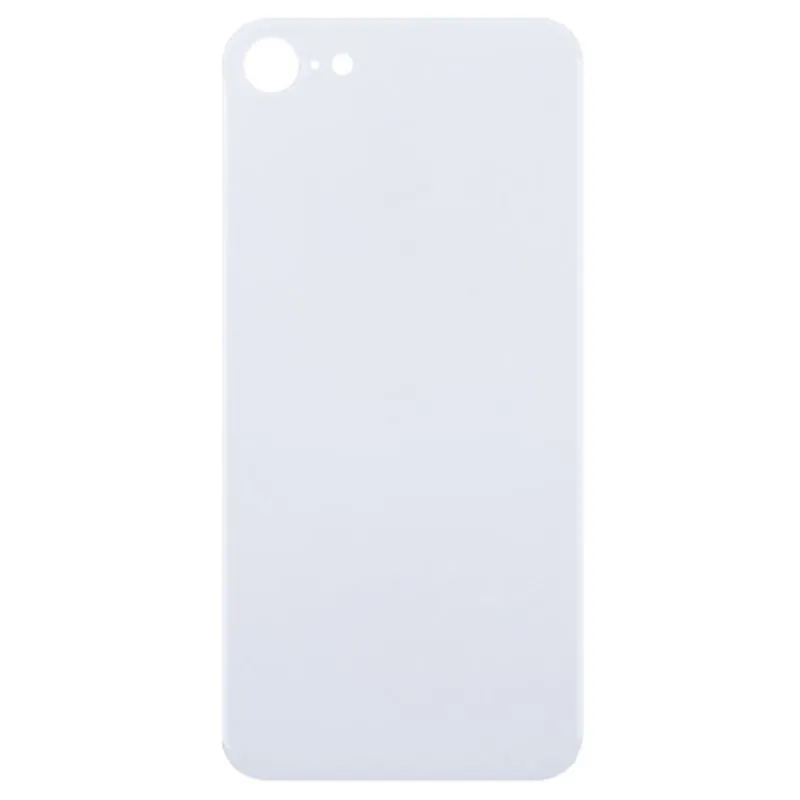 Задняя крышка для iPhone 8 Белый (стекло широкий вырез под камеру логотип) - Премиум