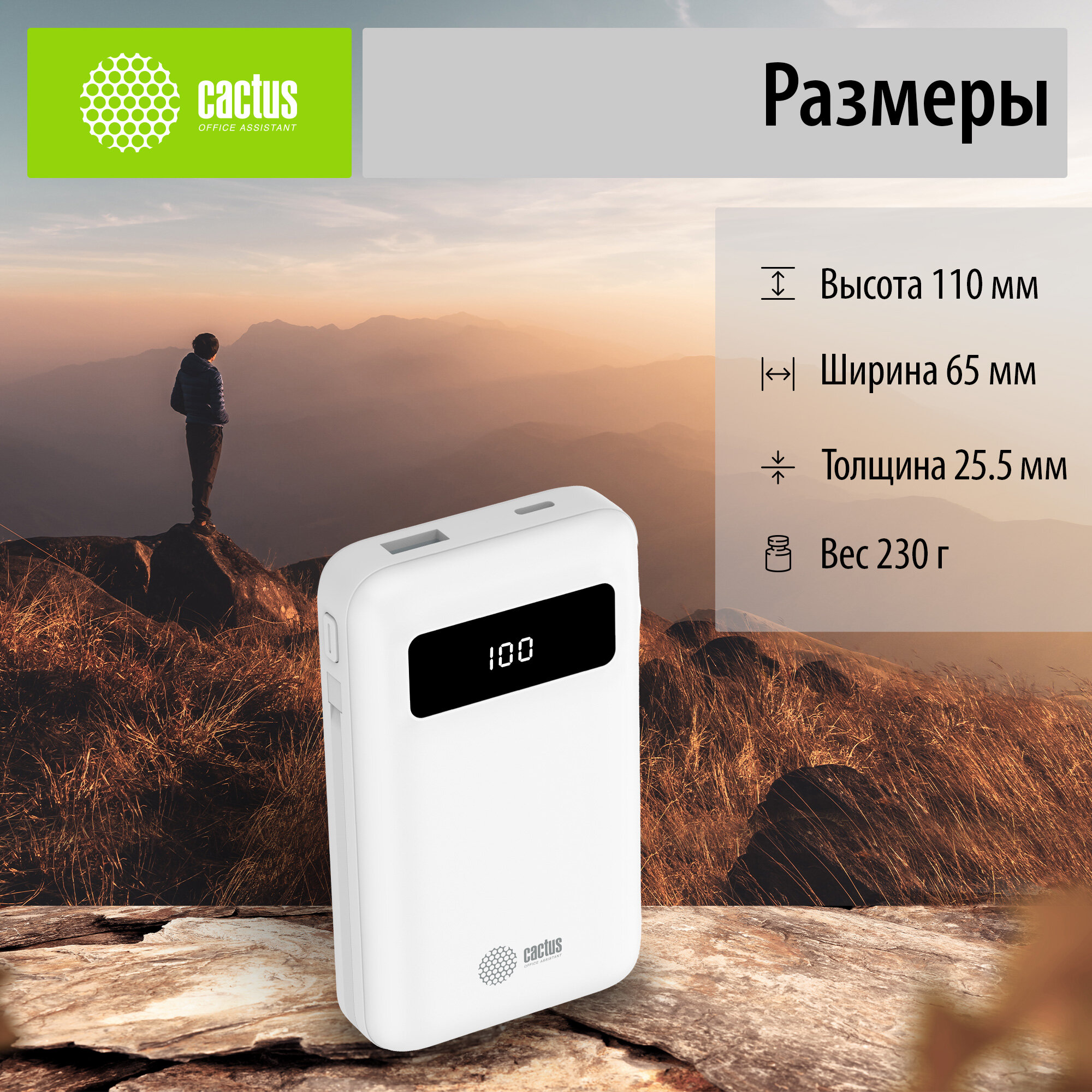 Мобильный аккумулятор Cactus CS-PBFSNT-10000 10000mAh 3A 1xUSB белый