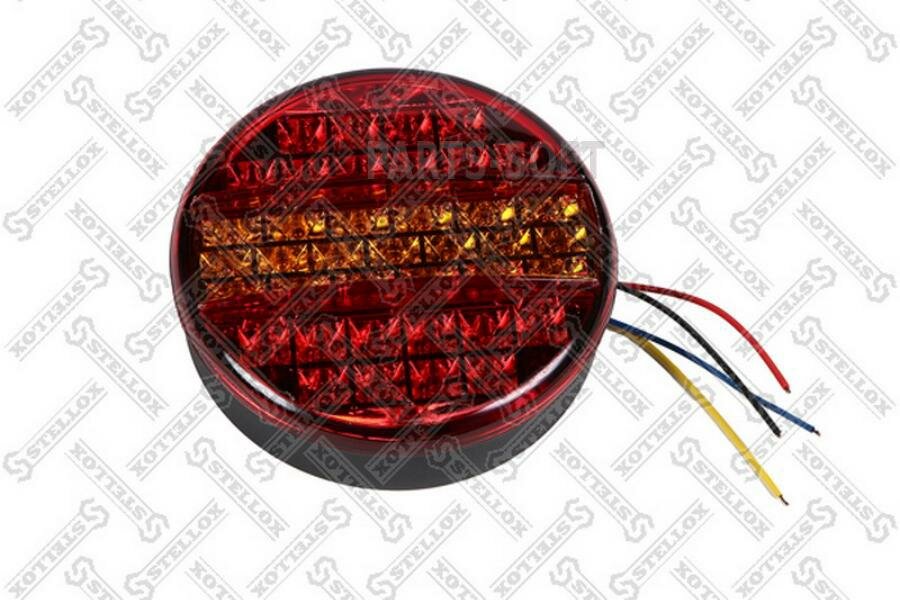 фото STELLOX 8737153SX 87-37153-SX_фонарь! LED круглый красный с жёлтой полосой без подсветки номера \MAN/MB/Scania/DAF