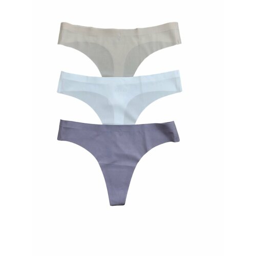 фото Трусы s.kaifei, 3 шт., размер 46 (xl), бежевый, белый, лиловый