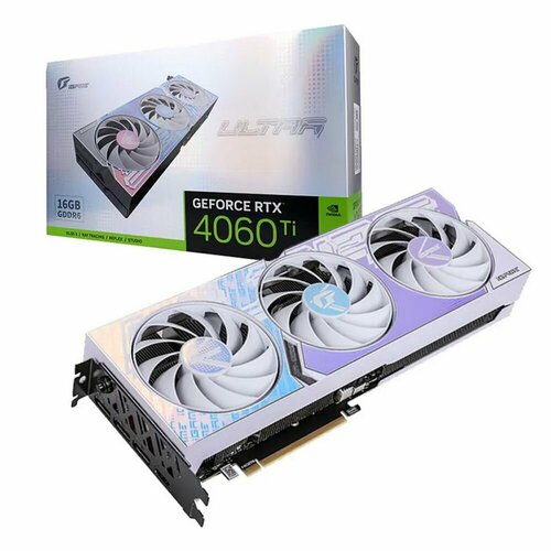 Видеокарта Colorful RTX4060Ti Ultra W OC 16GB-V 128-bit GDDR6 DPx3 HDMI 3FAN RTL 6241800₽