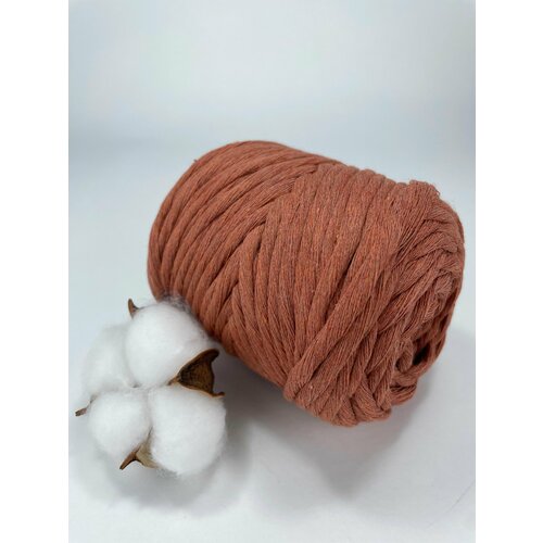 Шнур для макраме 80% хлопок 50м/ 4мм/ морковный