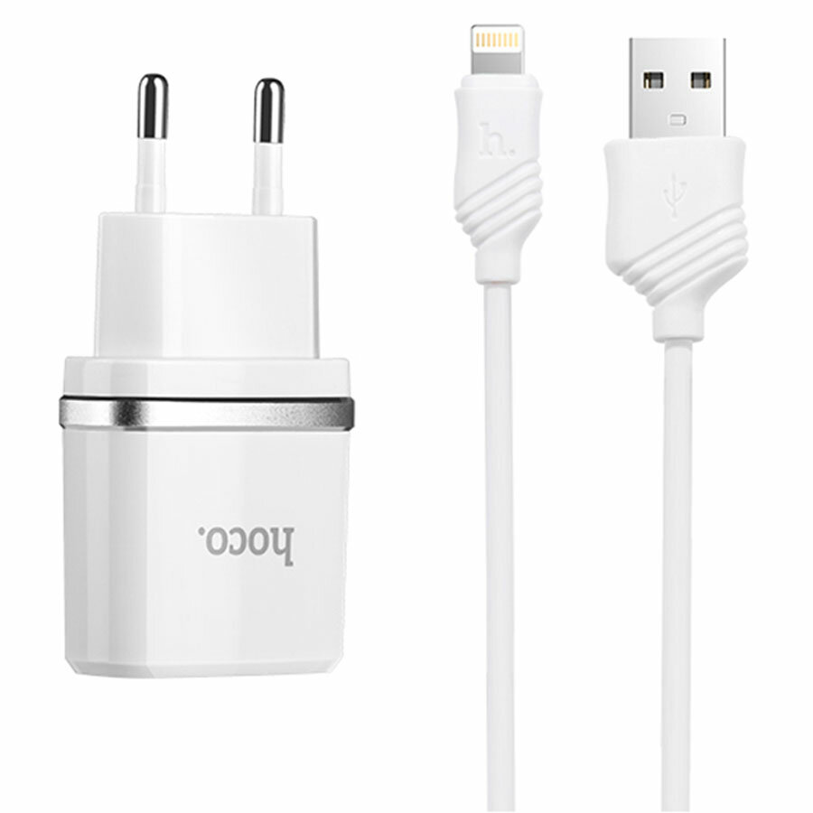 Сетевое зарядное устройство HOCO C11 Smart 1xUSB с Кабелем USB - Lightning, 1A, 5W, белый