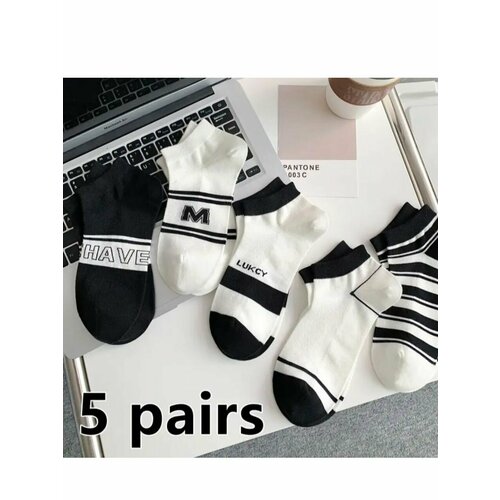 фото Носки , размер 36-41, белый, черный нет бренда