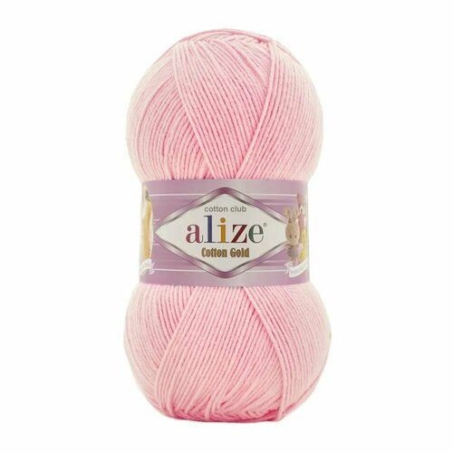 Пряжа Alize Cotton Gold, 1 % хлопок, 45 % акрил, 100 г, 330 м, 3 шт., 518 розовый