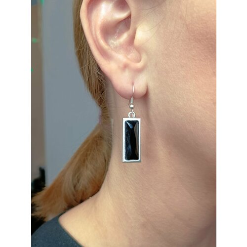 Серьги , стекло, серебряный