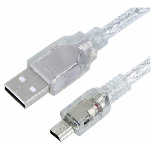 Greenconnect Кабель 3.0m USB 2.0, AM/mini 5P, прозрачный, 28/28 AWG, экран, армированный, морозостойкий, GCR-50795