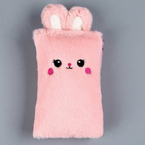 Школьный пенал мягкий Зайчик 21 13 см розовый цвет 870₽