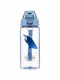 Бутылка для воды. YY615, 0,65л, синий-прозрачный