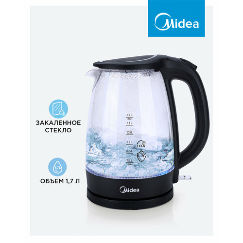 Электрический чайник Midea MK-8015, черный, 1,7 л чайник электрический midea mk 8028