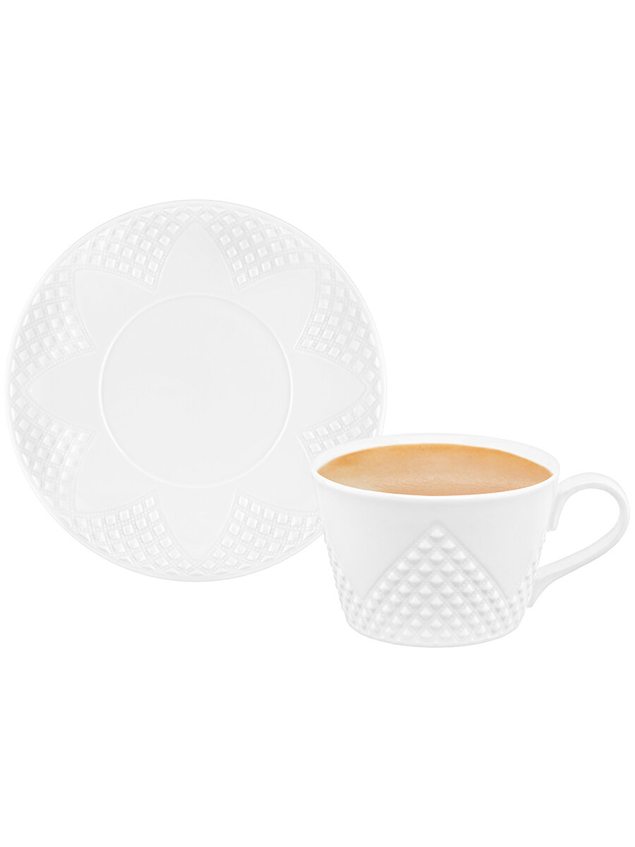 Чайная пара / чашка с блюдцем / кружка для чая кофе 360 мл Elan Gallery Ромбики