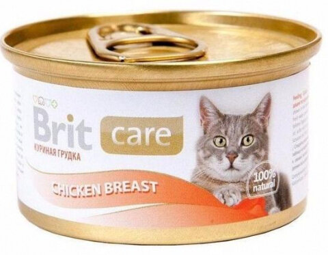 Brit Care Cat консервы для кошек, с курицей, 80 г, 6 шт