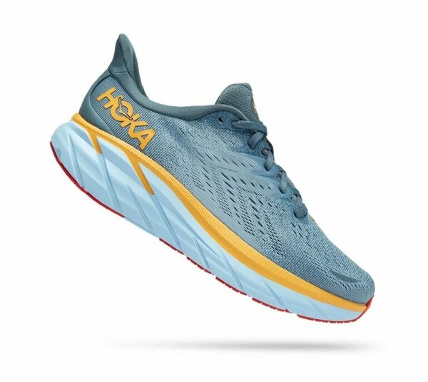 Кроссовки HOKA Clifton 8, полнота B, размер 37,5, серый, желтый