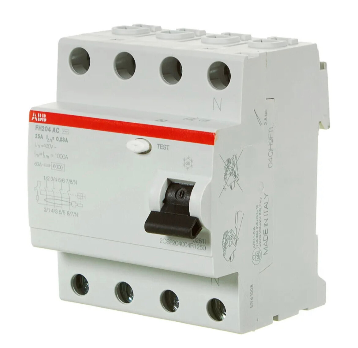 Устройство защитного отключения (УЗО) ABB FH204 AC 25/003mA 3-х фазное 25А 30mA