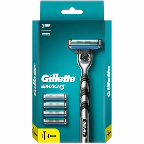 Gillette Бритвенный станок Mach3, 5 кассет. станок бритвенный и 12 сменных кассет совместимы с gillette mach3