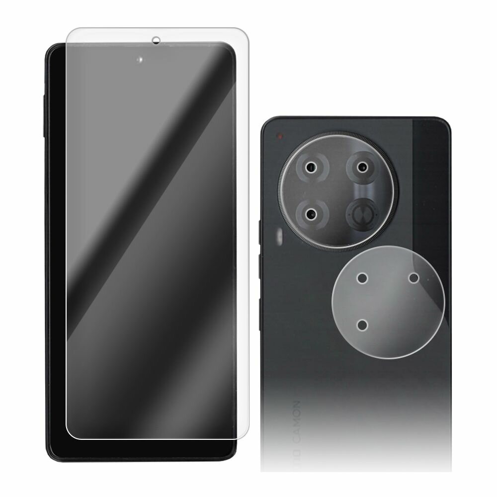 Стекло защитное гибридное Krutoff для TECNO Camon 30 + защита камеры ...