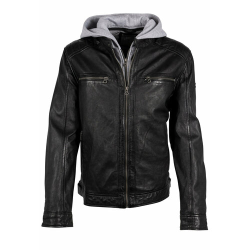 Кожаная куртка gipsy, размер 56, черный