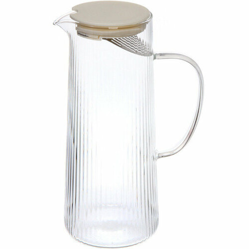 Кувшин стеклянный 1200мл Орфей с пластиковой крышкой и ситом прозрачный 1329₽