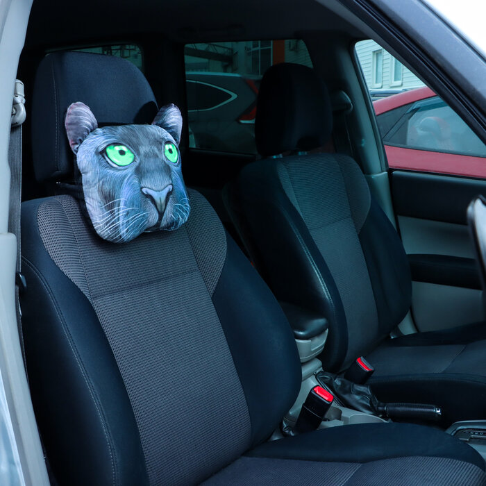 фото Подушка на подголовник матех ANIMALS LINE, Пантера, 30 х 25 х 10 см, черный, зеленый